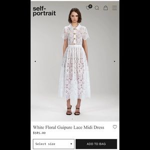 Self Portrait White Floral Guipure Lace Midi Dress